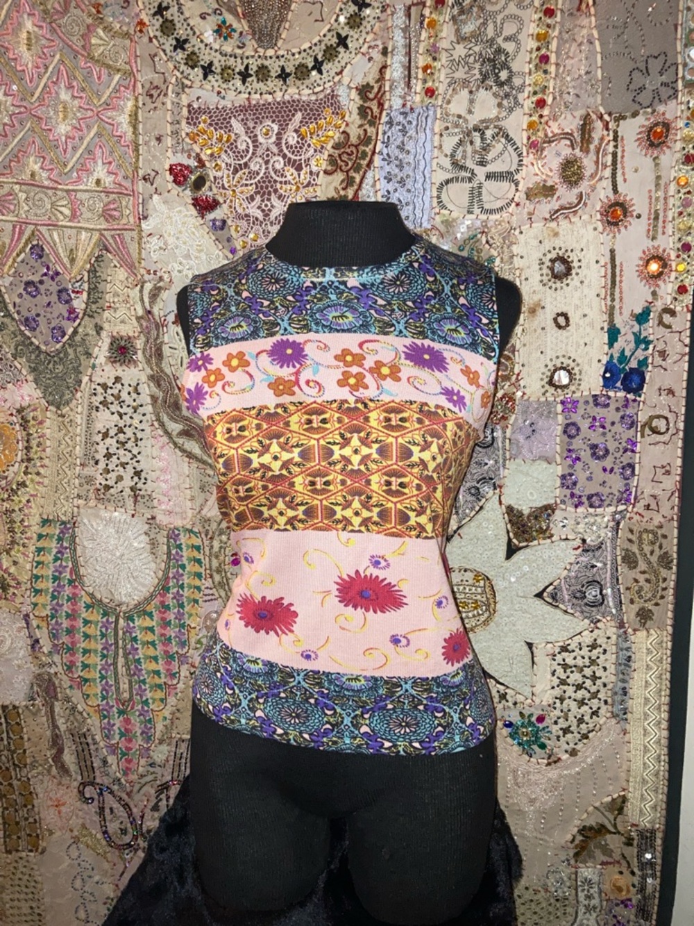 Joseph A Pink Multi Mixed-Print Sleeveless Tank